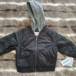 Carter’s Quilted Jacket with Gray Hood NWT size 18 months